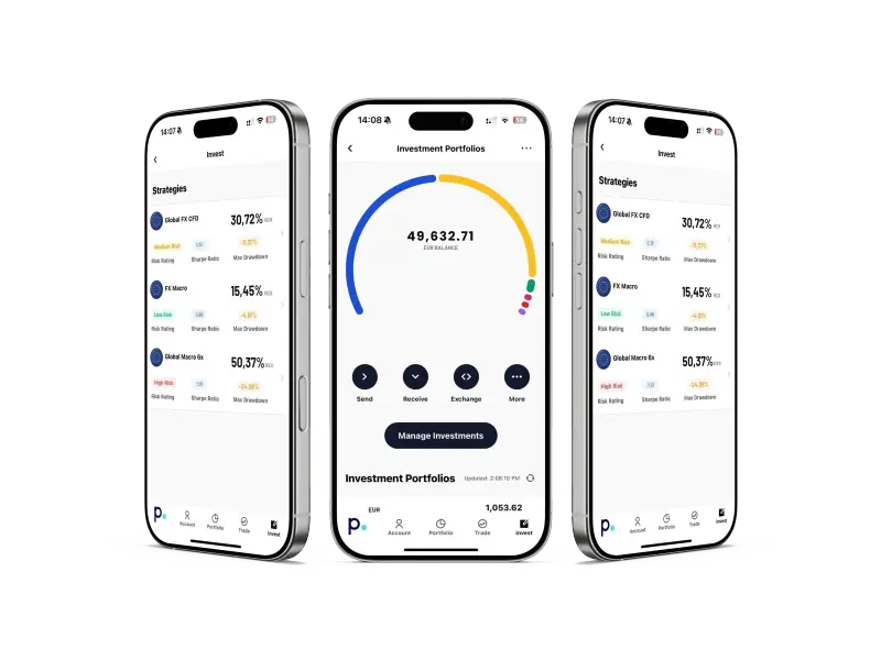 PureWallet Invest App Interface